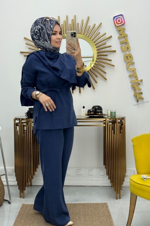 Hawai Şal Yaka Takım  Lacivert