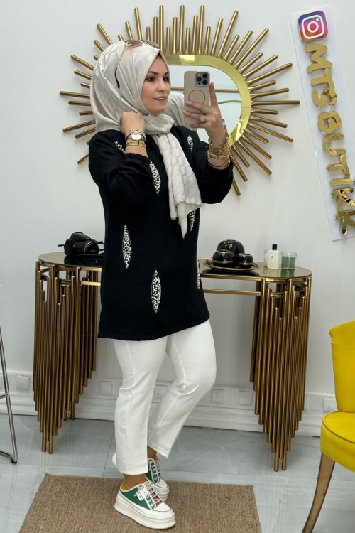 İnci Tunik Siyah