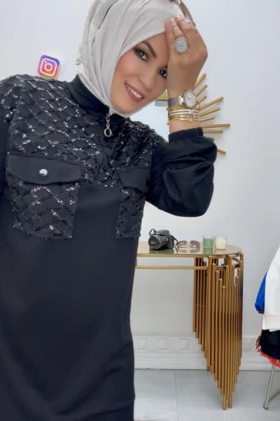 Işıltı Tunik Siyah
