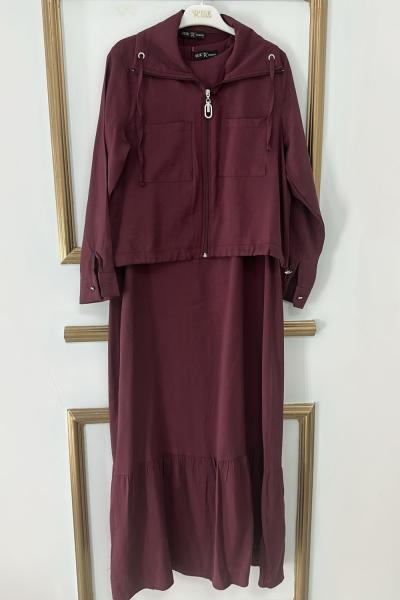 Jile Ceket Elbise  Bordo