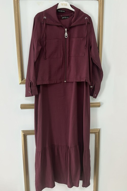 Jile Ceket Elbise  Bordo