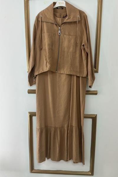 Jile Ceket Elbise  Camel