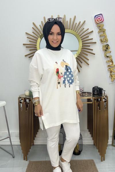 Kabartmalı Tunik  Beyaz