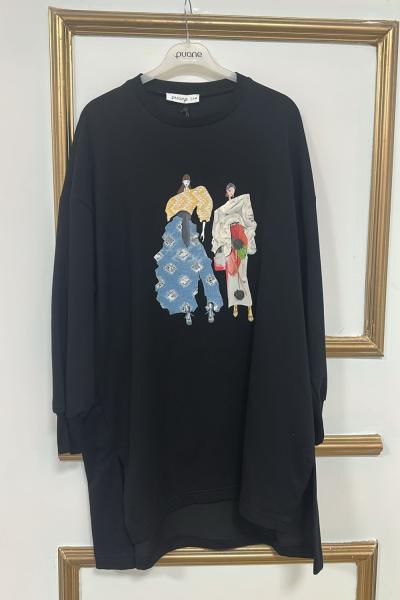 Kabartmalı Tunik  Siyah