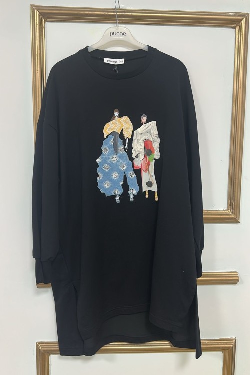 Kabartmalı Tunik  Siyah