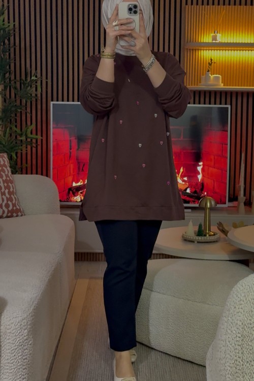 Kalpli Tunik  Acı Kahve