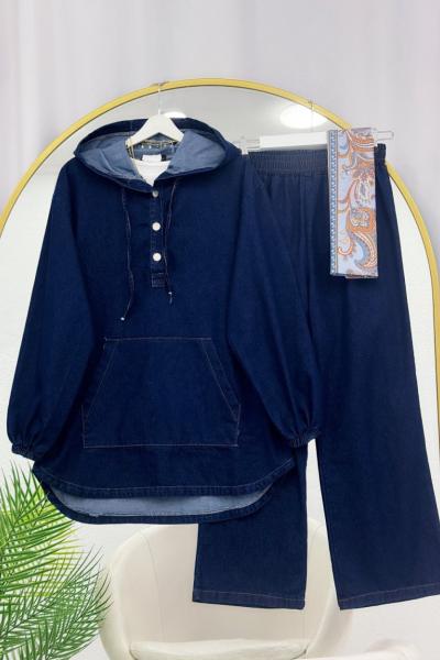 Kanguru Cep Kot Takım  Lacivert