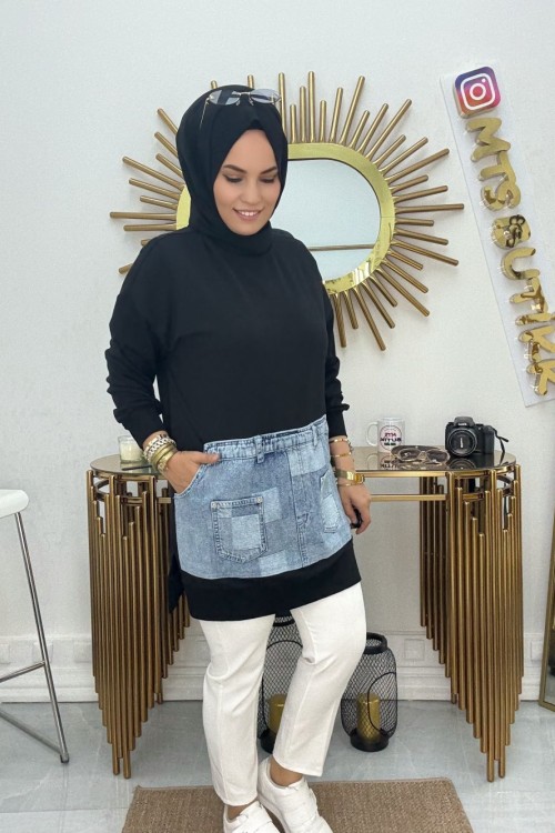 Kanguru Cep Kot Tunik  Siyah