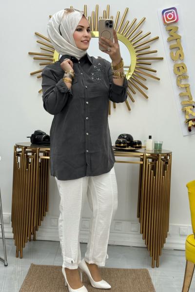 Kapak Cep Gömlek  Füme