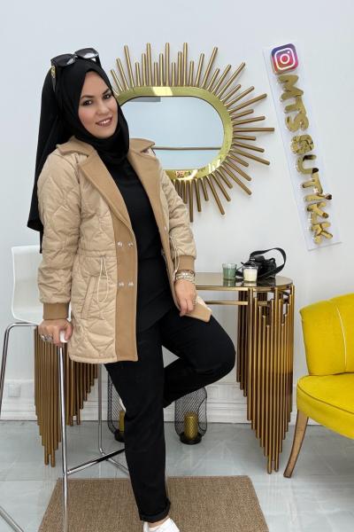 Kapitone Kaşe Mont  Camel