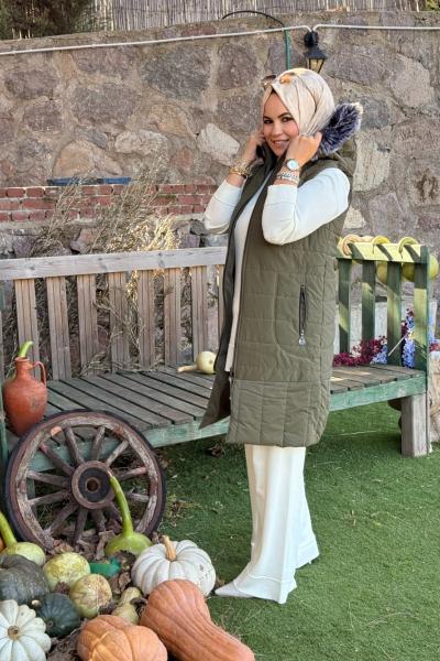 Kapitone Yelek  Haki