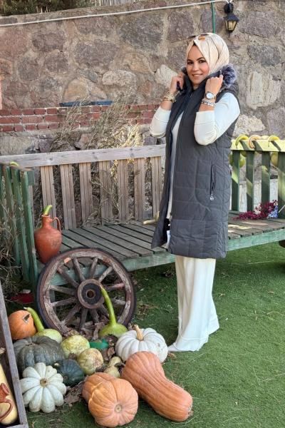 Kapitone Yelek  Füme