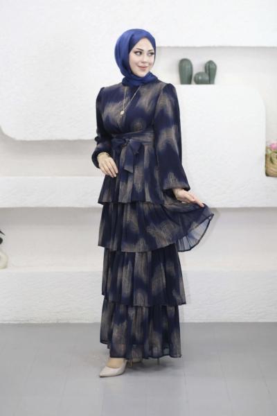 Kat Kat Elbise Astarlı Lacivert