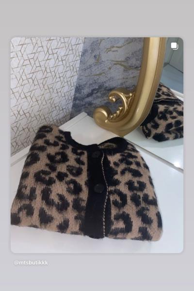 Kısa Leopar Hırka  Siyah