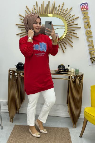 Kot Garnili Tunik  Kırmızı