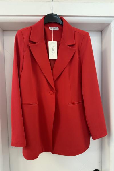 Kumaş Düğme Ceket  Kırmızı