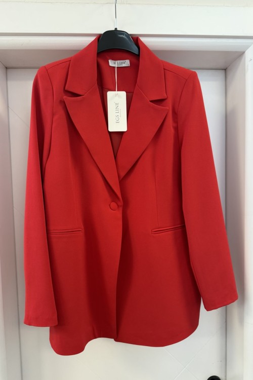 Kumaş Düğme Ceket  Kırmızı