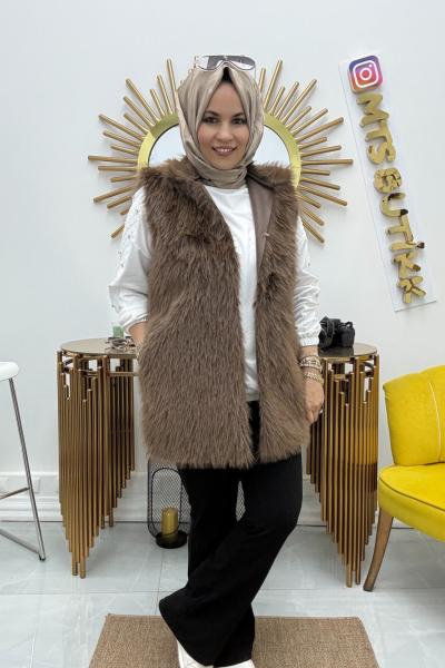 Kürk Yelek Kahverengi