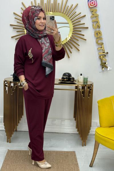 Kuşlu Takım  Bordo