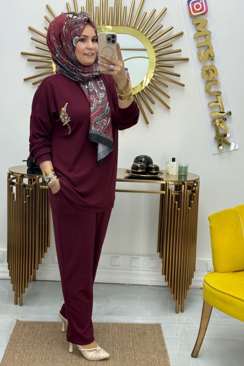 Kuşlu Takım  Bordo