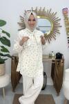 Lale Desenli Fular Yaka Tunik”  Mint Yeşili
