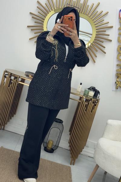 Lale Kap Taşlı  Siyah
