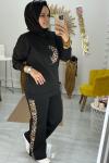 Leopar Şeritli Takım  Siyah