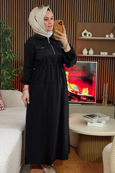 Leydi Elbise Puanne  Siyah Kahverengi