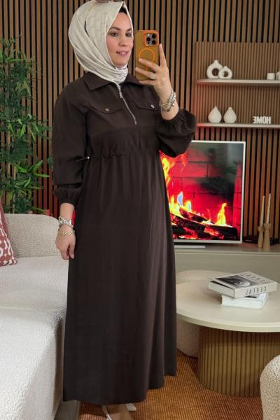 Leydi Elbise Puanne  Kahverengi