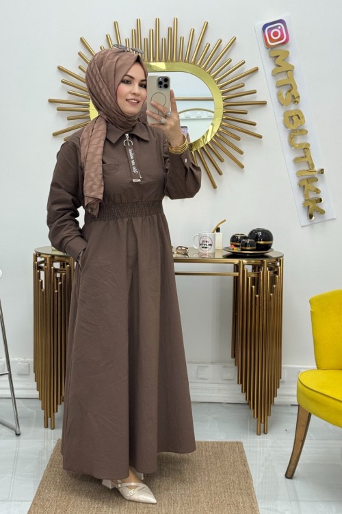 Marcha Gipeli Elbise  Kahverengi