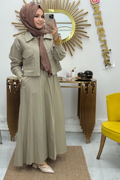 Marcha Jile Ceket Elbise  Taş Rengi