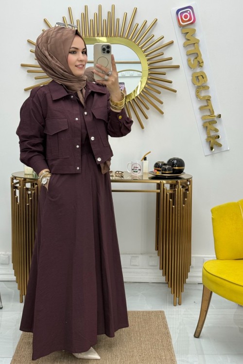 Marcha Jile Ceket Elbise  Mürdüm