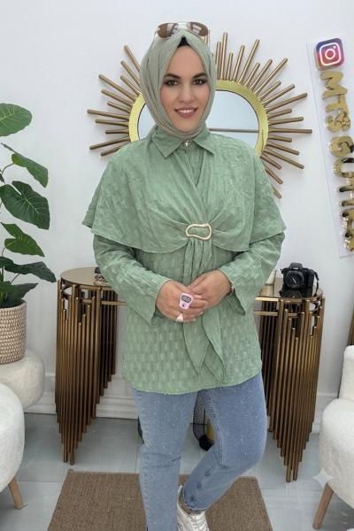 Mendil Yaka Tunik Fıstık Yeşili