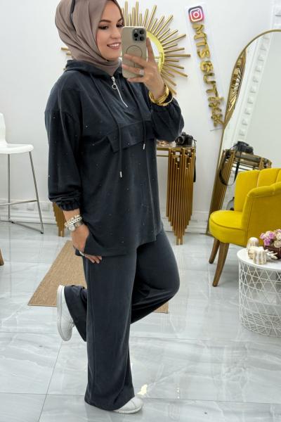 Minik Taşlı Takım  Füme