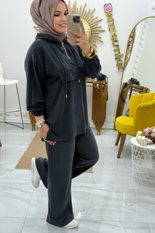 Minik Taşlı Takım  Füme