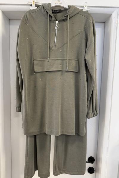 Minik Taşlı Takım  Mint Yeşili