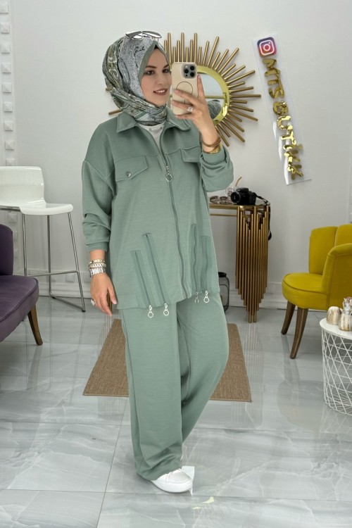 Missesse Fermuarlı Takım  Mint Yeşili