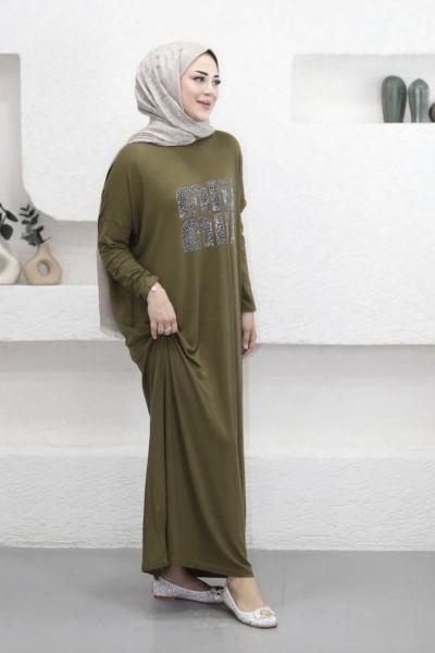 Miu Penye Elbise  Haki