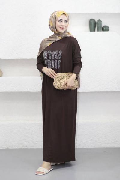 Miu Penye Elbise  Kahverengi