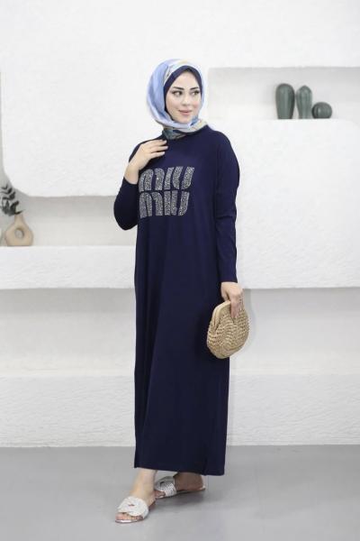 Miu Penye Elbise  Lacivert