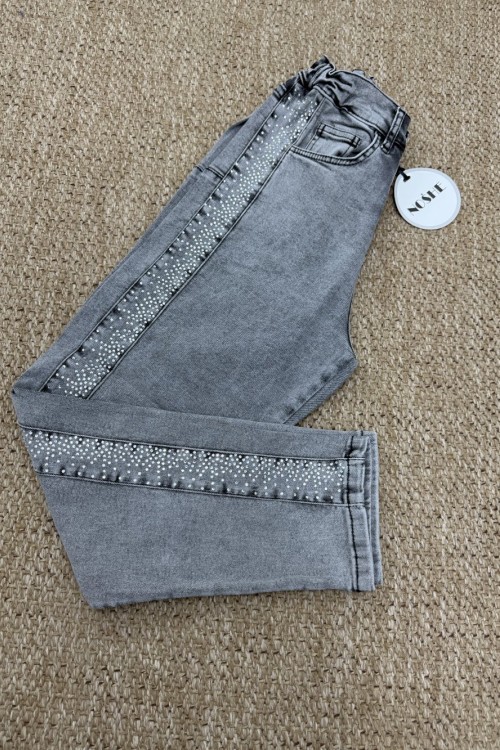 Noshe Şerit Taş Pantolon  Füme