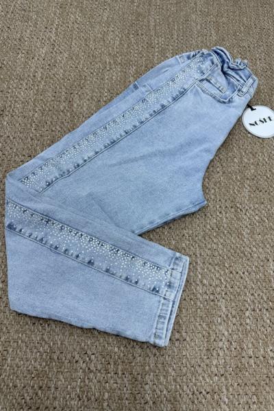 Noshe Şerit Taş Pantolon  Açık Mavi