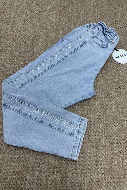 Noshe Şerit Taş Pantolon  Açık Mavi