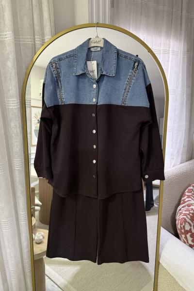 Omuz Fermuarlı Takım  Acı Kahve