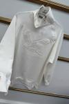 Omuz Fermuarlı Kuşlu  Tunik Beyaz