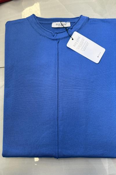 Önü Dikişli Merserize Kazak  Saks Mavisi