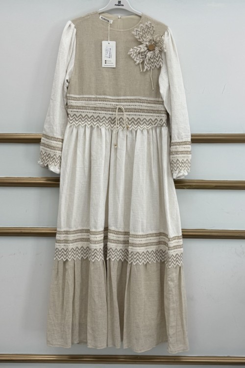 Otantik Elbise  Krem