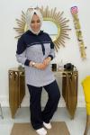 Patlı Çizgili Takım  Lacivert