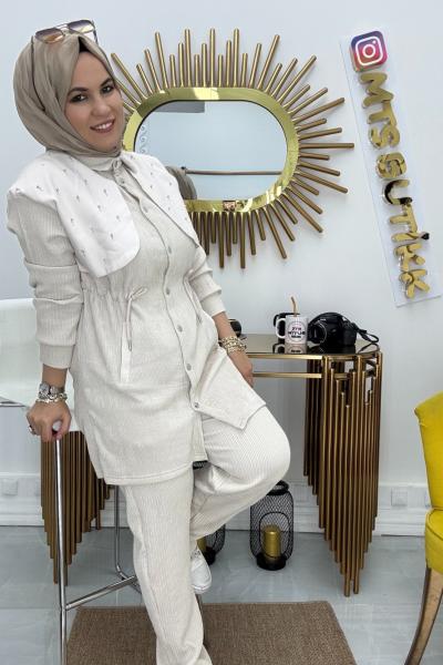 Pelerin Takım  Krem