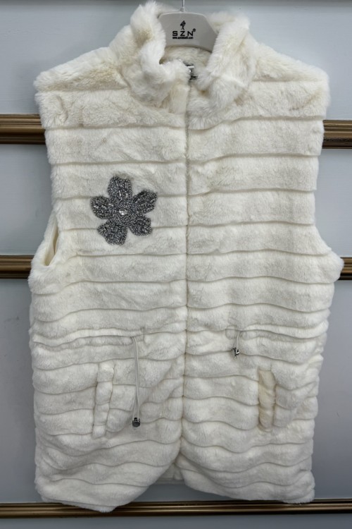 Pelüş Yelek Astarlı  Beyaz